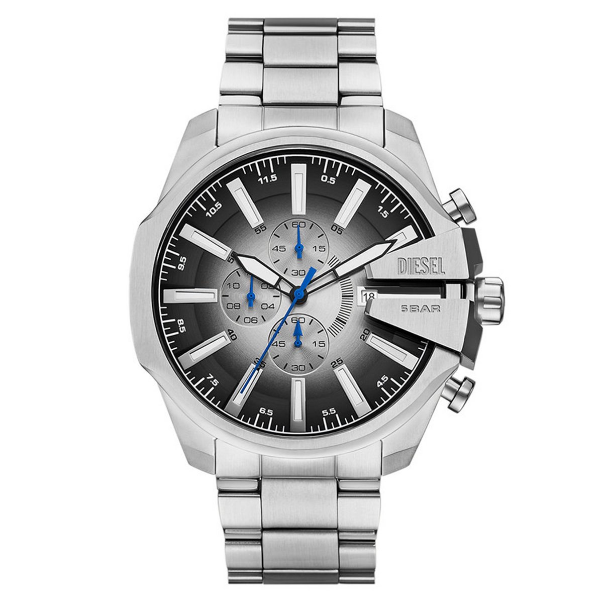 Diesel MEGA CHIEF SLIM Heren Horloge 48 mm - Zilverkleurig