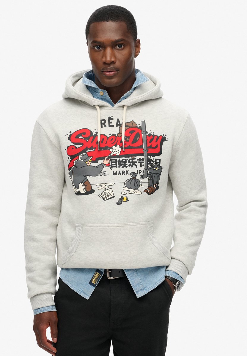 Superdry Hoodie met New York Vintage Logo en print Heren Hoodies Grijs