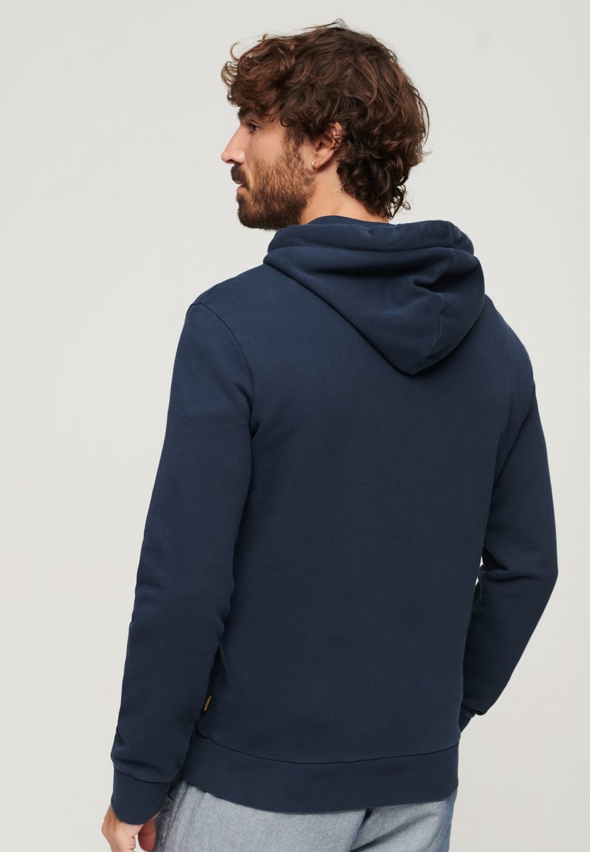 Superdry Classic Heritage hoodie met vintage logo op de borst Heren Hoodies Marineblauw