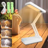 Lampe De Bureau LED Sans Fil Pliable - 3 Niveaux Luminosité, Batterie 3000 MAh, Tactile, Rechargeable USB, Pour Étude, Lecture, Chevet Enfant