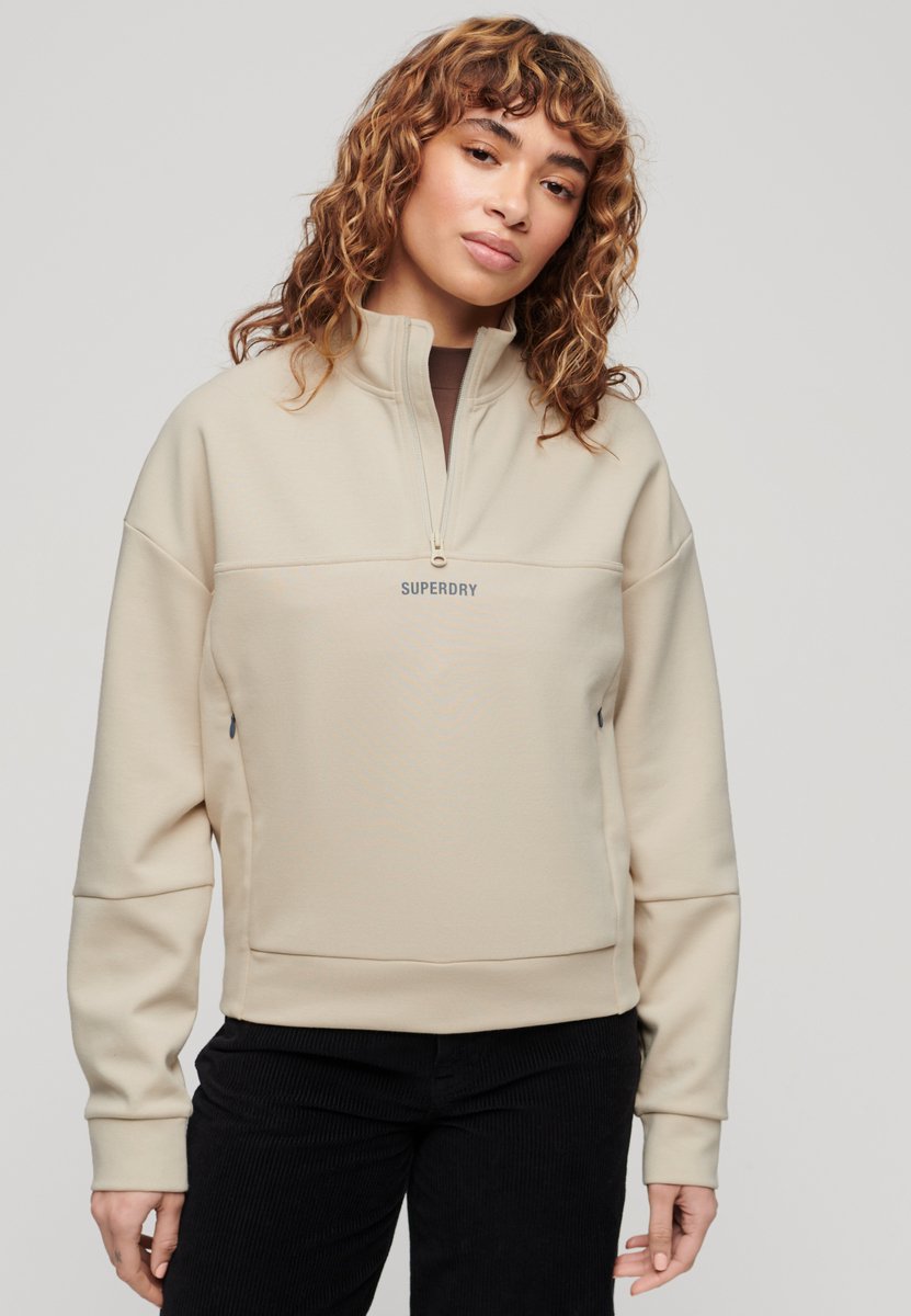 Superdry Sport Tech Relaxed sweatshirt met halve rits Dames Truien Beige