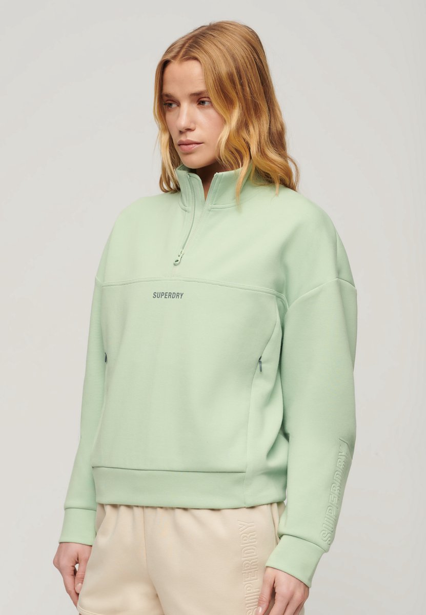 Superdry Sport Tech Relaxed sweatshirt met halve rits Dames Truien Groen