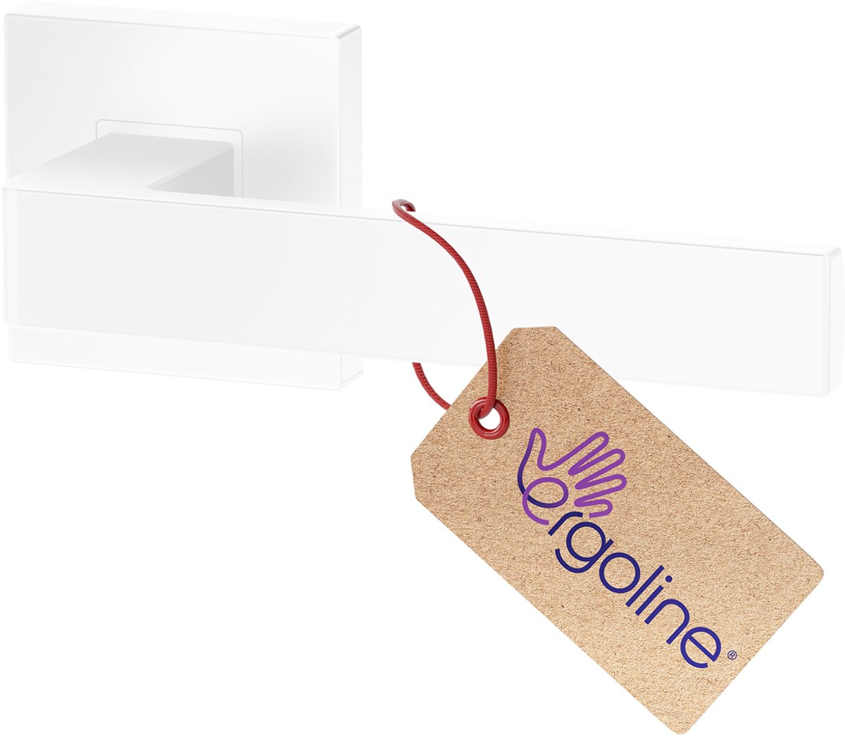 Witte Deurbeslag ERGO, Deurbeslag set Binnendeur, Deurklink Set, Deurklink Op Vierkant Rozet zonder extra onderrozet, Mat Wit, Deurkruk, Incl. Bevestigingsmateriaal - Terugslagveer
