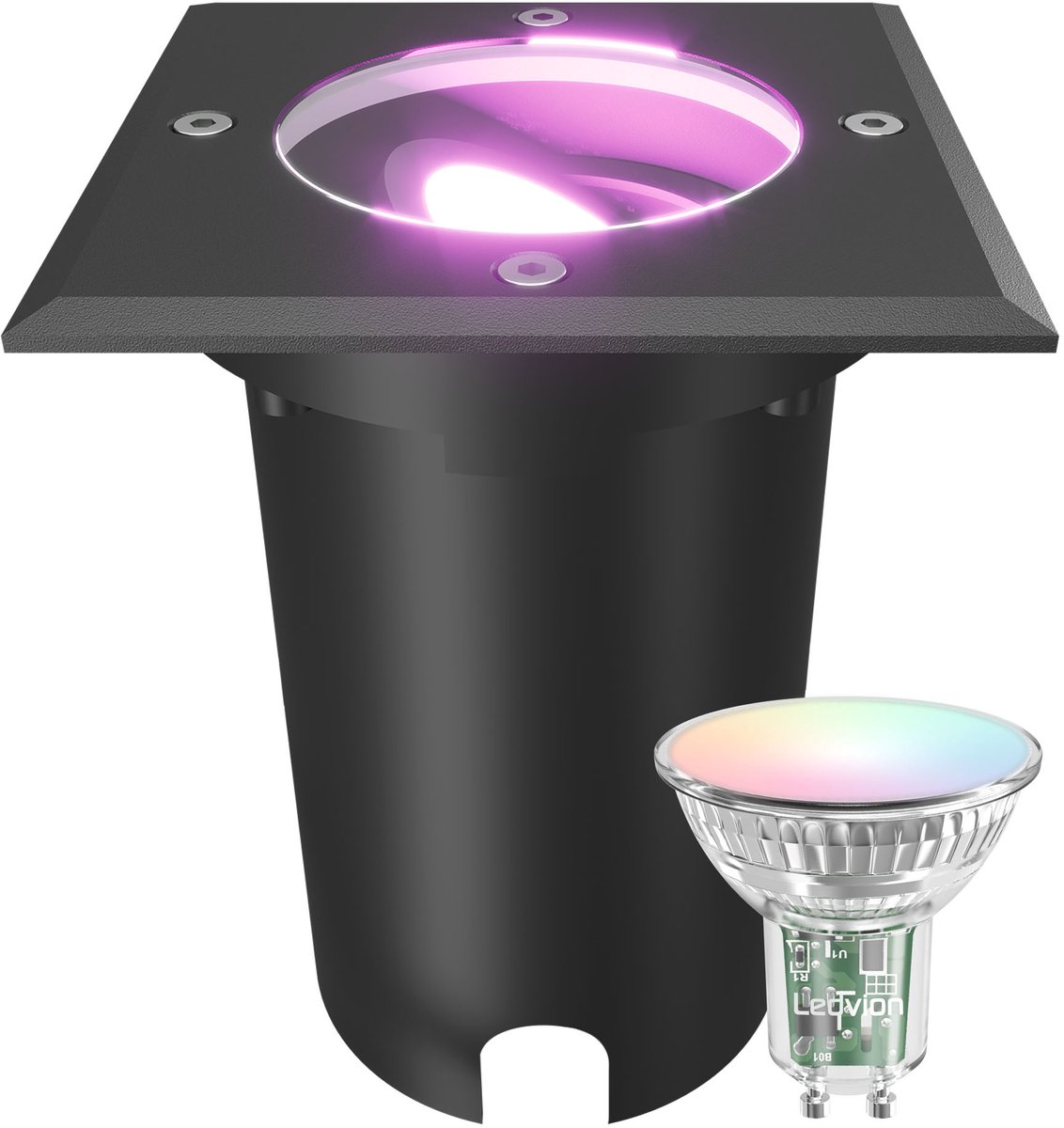 Ledvion LED Grondspot Buiten IP67 4.9W 230V 345Lm GU10 RGB vierkant