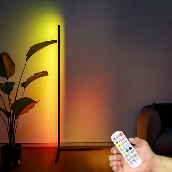Staande RGB Sfeerlamp - Party Lamp - Sfeerlamp Woonkamer - LED Woonkamer Staand - Met USB-A Aansluiting - LED Vloerlamp - Staande Lamp Woonkamer – Dimbaar - Hoeklamp – Sfeerlamp – Gamelamp – Slaapkamerlamp – Sfeerverlichting - Afstandsbediening