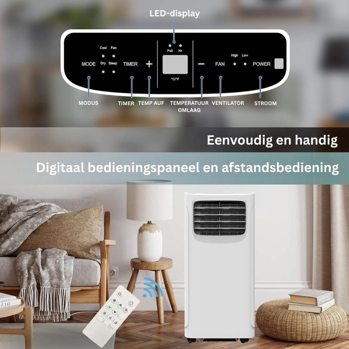 Afbeelding 3 van ZRSS Mobiele Airco - Met Afstandsbediening - Voor Onder