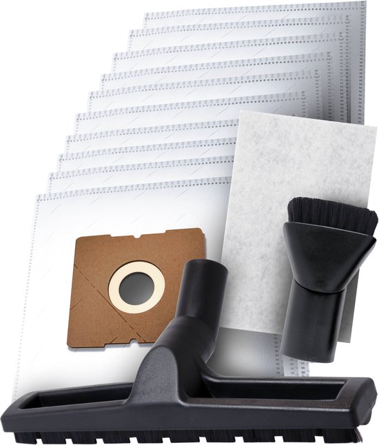 Dparts voordeelset geschikt voor Inventum Sauber Tomado - 10x stofzuigerzakken + 1x parketborstel + 1x plumeau - universeel stofzuigermond set - V70 V20 SB70 SB20 - st306rza sz300 st306bza st306zza st308wza st154rza - tvc3001b tvc3001r tdb300 - PH95