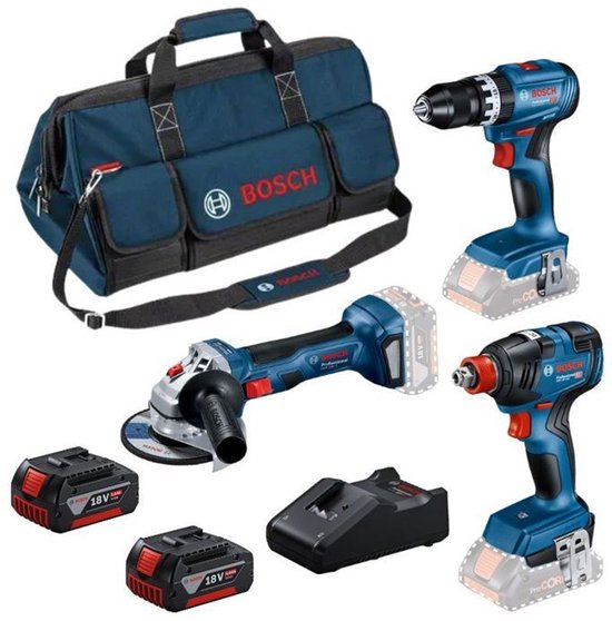 Bosch Professional Accu Toolkit 3-delig 18V GSB+GWS+GDX in Toolbag - 0615990N31