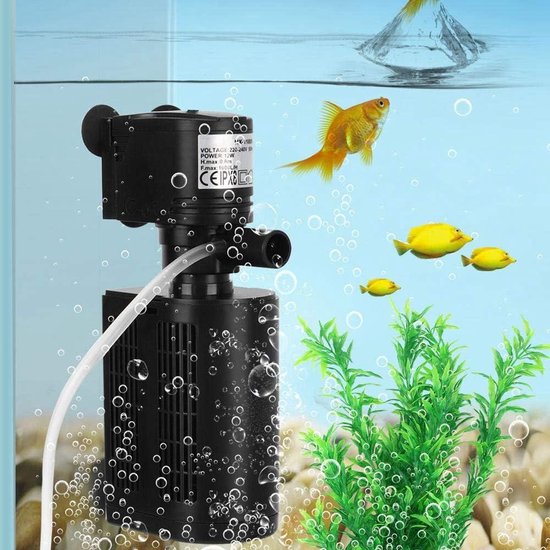 hygger Zuurstof voor aquarium, 7 W, zeer stille luchtpomp voor aquarium met 2 luchtuitgangen, zuurstofpomp met luchtslangen, poreuze stenen voor aquarium tot 2200 l
