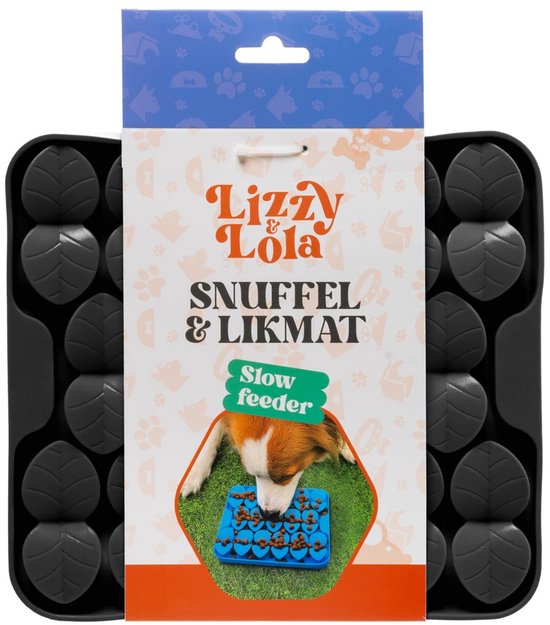 Lizzy & Lola - Snuffelmat hond - Likmat - Voermat - Slow feeder - Anti schrok - Hondenspeelgoed - Siliconen - zwart