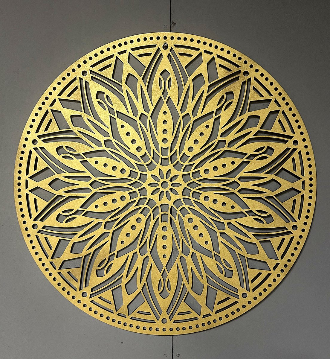 Wanddecoratie mandala - Muurdecoratie - Mandala - 60 x 60cm - Muurcirkel - Wanddecoratie hout - Modern - Goud