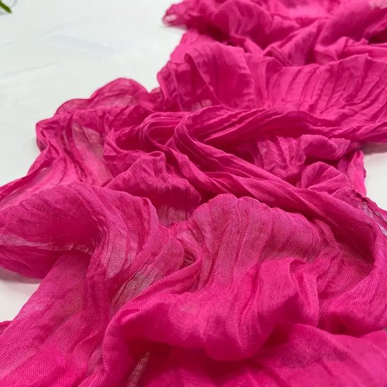 Chemin de table en étamine PolkaHome® 1 pièce – Nappe en étamine de coton – Chemins de table textile et nappe 90 x 300 cm – Chemin de table en étamine, étamine (Fuchsia)