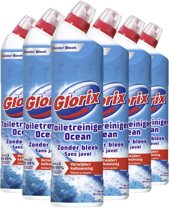 Glorix - Toiletreiniger Zonder Bleek - Ocean- 6 flessen x 750 ml - Voordeelverpakking