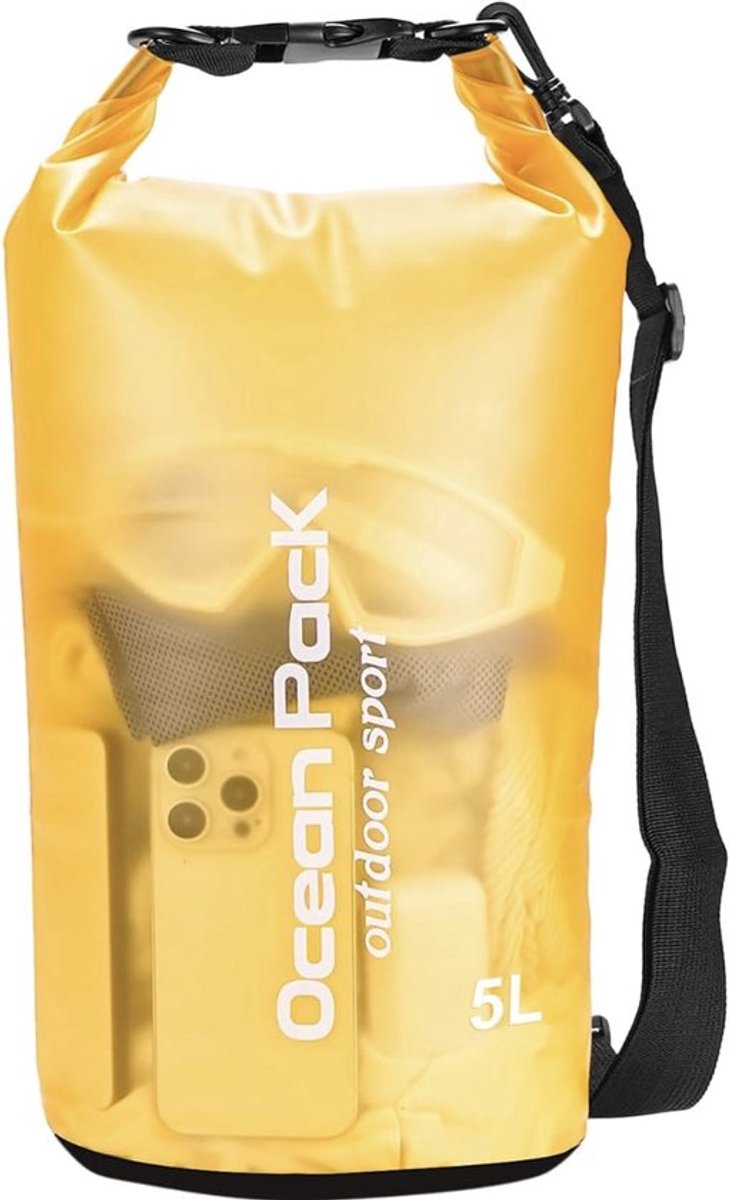 Waterdichte Tas - Dry bag - 5L - Geel - Ocean Pack - PVC - Dry Sack - Survival Outdoor Rugzak - Drybags - Boottas - Zeiltas