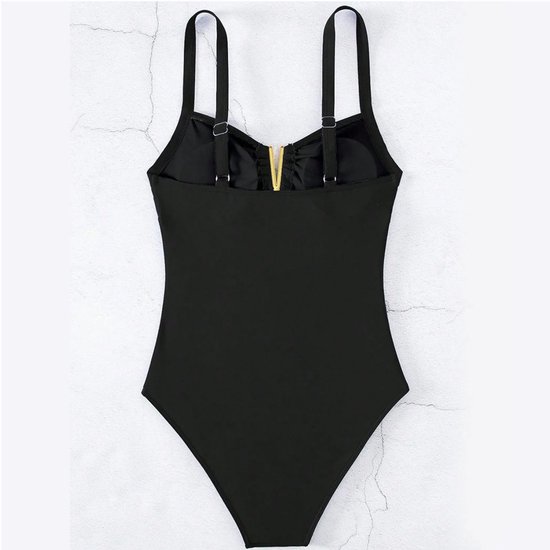 Maillot de bain élégant - Ouverture en V- Maillots de bain femme - Dos nu - Zwart - Bikini