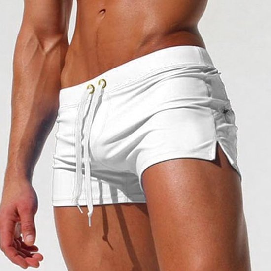 Mode maillots de bains Ultra court pour homme, Boxer , Shorts de plage, maillot de bain avec poche , Wit