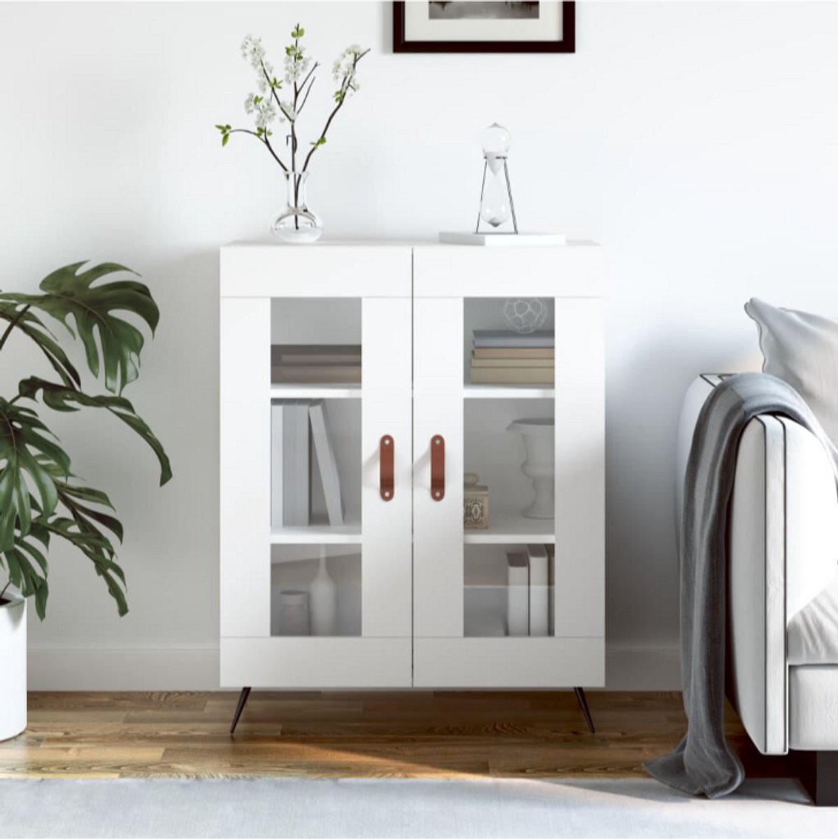 vida xl Dressoir 69,5x34x90 cm bewerkt hout wit