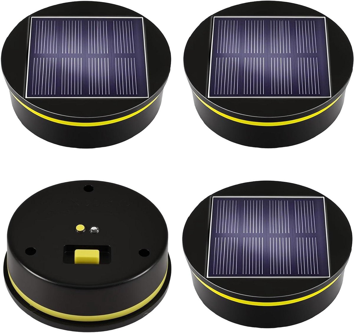 Allecto Plus - Pack van 4 Zonne Vervangingslampen Top 8 cm met Warm Wit/Kleurrijk LED IP65 Waterdicht Zonne Batterij Doos Zonnepaneel Reserveonderdeel voor Zonneverlichting Lantaarn Deksel Tuin