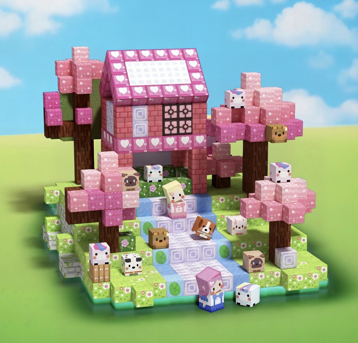 Selevie Magnetische bouwset voor meisjes - Huis en bomen - Magnetic Building Blocks House & trees - Speel & Leermiddel voor Creativiteit (100 Stukken) - Magnetisch speelgoed - Bouwblokken voor meisjes