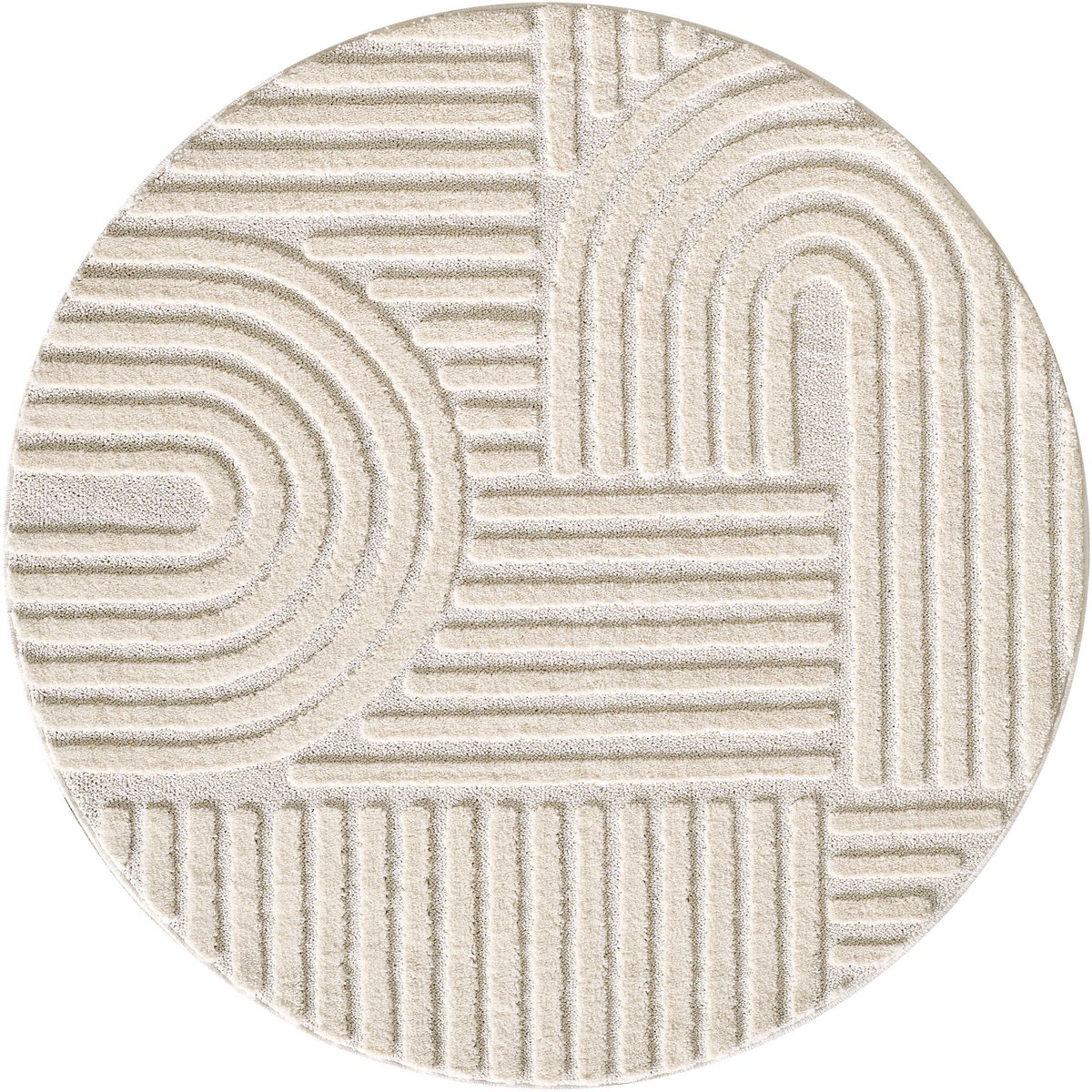 Rond vloerkleed Art (rond, crème) - ? 160 cm