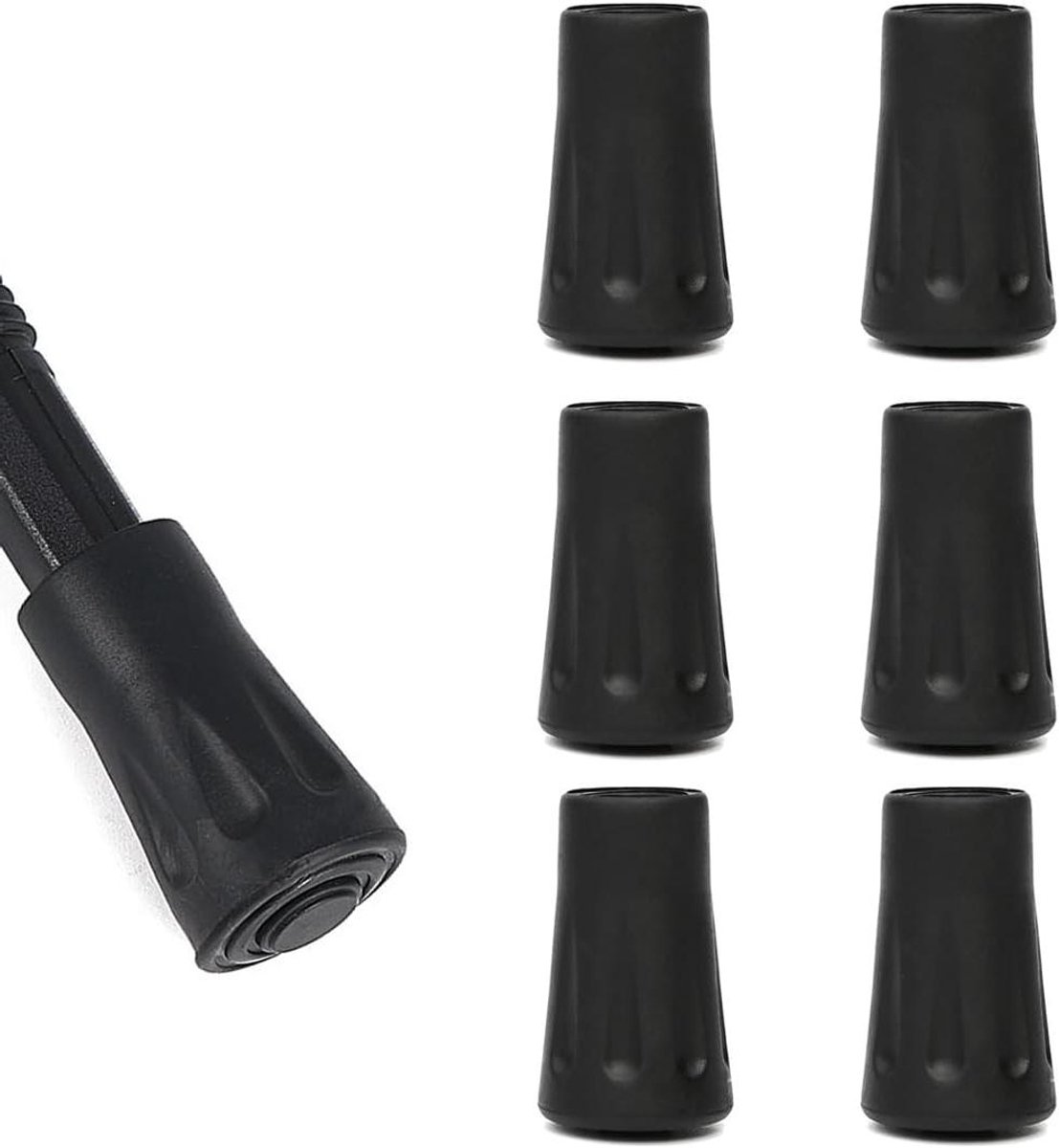 Inovra Plus - Eindkappen rubberen buffers wandelstokken - 6 stuks - Reservepunten trekking - Robuuste voeten bergstokken - Wandelingen en wandelen - Trekkingstokken 12 mm