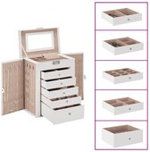 Sieradendoos, Sieradenorganizer, Groot Sieradendoosje, met 6 Lagen en 5 Laden, Wit