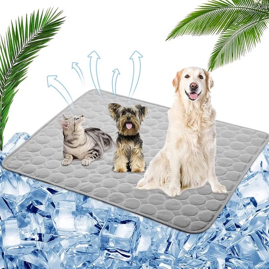 Koelmat - Koelmat hond - Koeldeken katten - Dieren Koeling Mat - koelmat voor huisdieren - voor alle honden en katten - 70 x 55 cm - Grijs - L