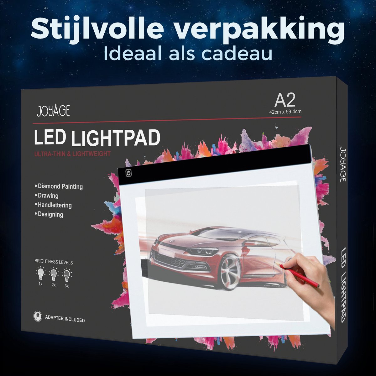 A2 Led Lichtbak voor Tekenen - 3 lichtsterktes - Lightpad diamond painting – Lightpad A2 dimbaar - Lichtbak voor diamond painting – Lichttafel speelgoed lichtbord - Led tekenbord kinderen en volwassenen met licht – Lichtbak voor tekenen - Tekentafel — afbeelding 6