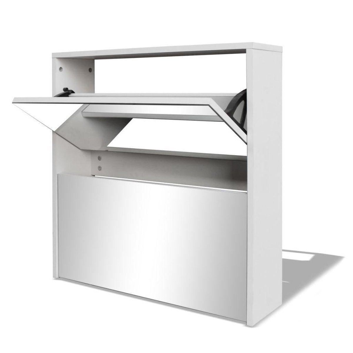 bol.com | vidaXL Schoenenkast tweelaags met spiegel 63x17x67 cm wit