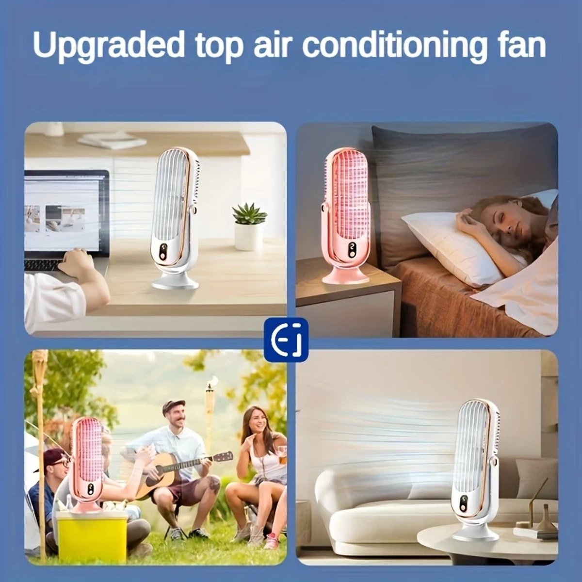 Krachtige Ventilator - Oplaadbare + 180graden Kantelbare Ventilator - 5Modi/Standen - Draagbare Hand + Tafel Ventilator - Voor de Ultieme Verkoeling + de Perfecte Reiseditie - Kleur: Wit thumbnail 6