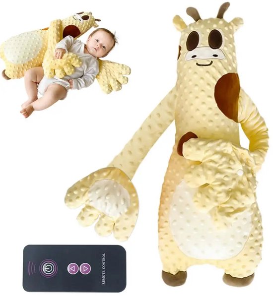 Serolux® - Rustgevende knuffel - Babykussen - Baby speelgoed - Newborn - Zachte slaapondersteuning - kloppen slaapkussen - Wasbaar - 0-3 jaar - Geel