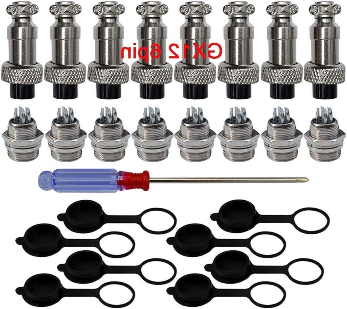 Inovra Plus - 8-delige Premium Aviation Stekkeradapter Kit 5A 12mm Draadconnector - Metaal - Luchtvaart - Rubberen Beschermkap - Schroevendraaier