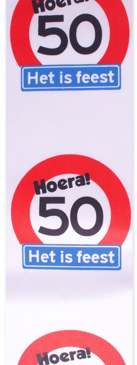 Decoratie sjerp | verjaardag | Hoera! 50 Het is feest tekst | Lengte ca. 72 cm.