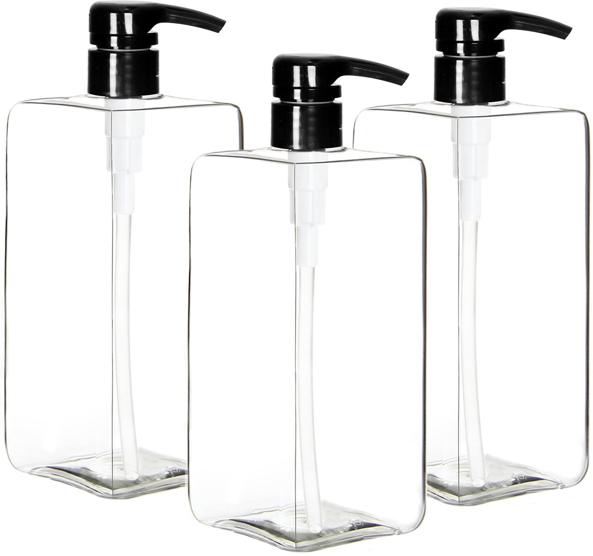 Ibenzoa® Set van 3 herbruikbare 1L pompflesjes voor diverse vloeistoffen in keuken en badkamer