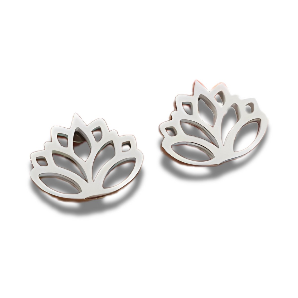 Oorbellen - oorstekers - Lotus bloem - zilver kleurig - edel staal - hypoallergeen