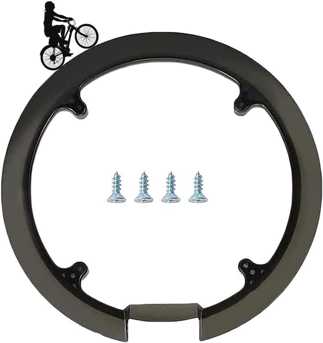 Allecto Plus - Zwarte fiets kettingwielafdekking met 4 schroeven voor 42-44 tanden fietsen en mountainbikes