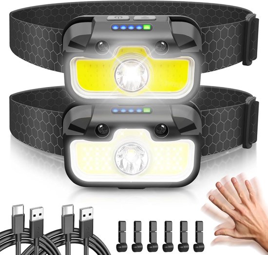 ALFFREUDE Hoofdlamp, ultrakrachtige LED-hoofdlamp, hardlopen, 2000 lumen, superhelder, USB, oplaadbaar, 5 verlichtingsmodi, IPX6, waterdicht ALFFREUDE Hoofdlamp, ultrakrachtige LED-hoofdlamp, hardlopen, 2000 lumen, superhelder, USB, oplaadbaar, 5 verlichtingsmodi, IPX6, waterdicht