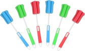 Allecto Plus - Brosses de nettoyage pour bouteilles en éponge douce blanche avec long manche réglable - Lot de 6 - Convient aux bouteilles - Manche en polypropylène - Nettoyage des bouteilles - Matériau durable - Nettoyage à domicile