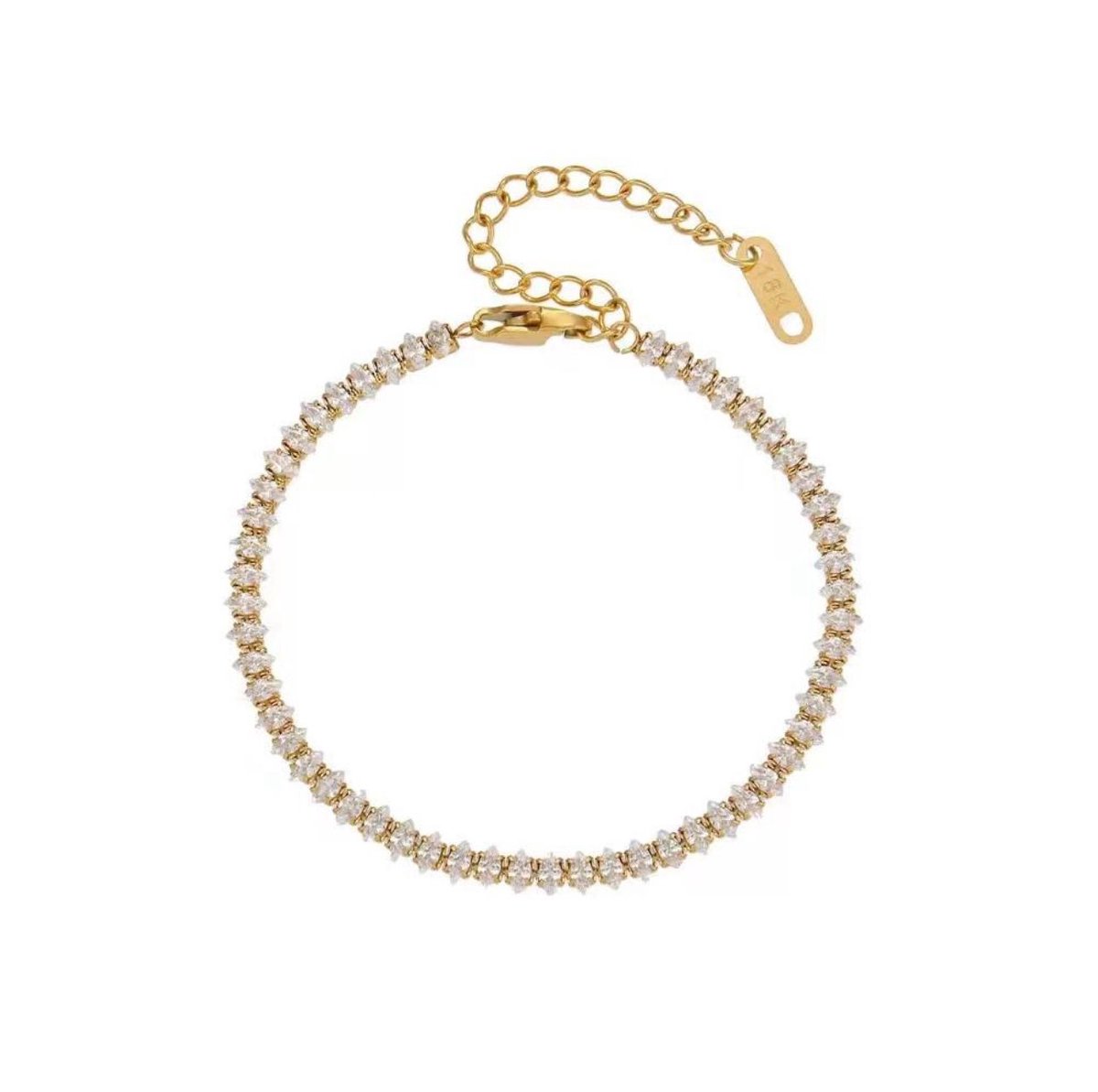 Cliste Couture - Rhinestone Armband - 18k Verguld - Roestvrij staal - Armband dames - Waterproof - Sieraden voor vrouwen - cadeau - Verstelbaar
