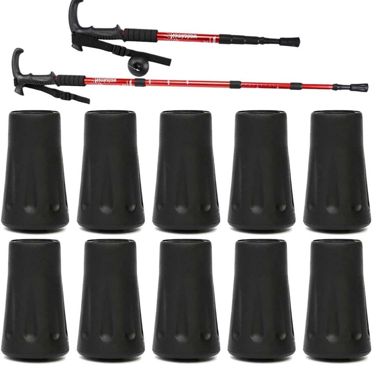 Allecto Plus - Set van 10 Nordic Walking Pads voor Asfalt - Rubber Buffer voor Wandelpalen en Trekkingsstokken