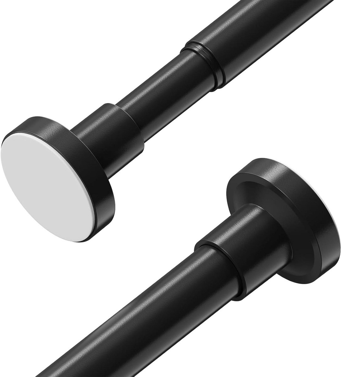 Verlengbare Telescopische Douchegordijnspanner - 2 Stuks - Verstelbaar 46-119 cm - Sterke Veerstang - Zwart - Voor Raam, Badkamer, Slaapkamer - Geen Boren Nodig