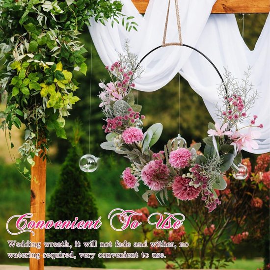 SPORTARC Deurkrans, lente en zomerkrans voor voordeur buiten, grote kunstmatige kransen met rozen hortensia bessen voor thuis, tuin, feest, bruiloft decoratie