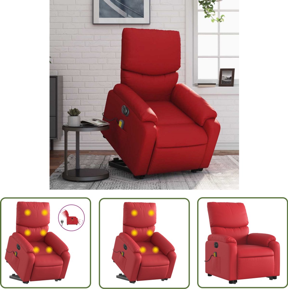 vidaXL Massagerstoel Elektrisch Verstelbaar Rood Kunstleer