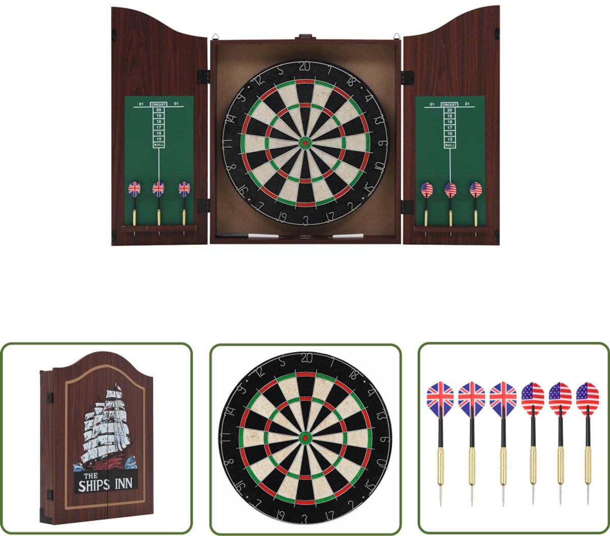 vidaXL Dartbord - Dartspel - Dartbord professioneel met kast en 6 darts sisal - Sisaldartbord - Dartset - Dartkasten