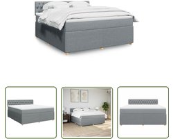 vidaXL Matras - Boxspring - Boxspring met matras stof lichtgrijs 180x200 cm - Slaapcomfort - Pocketvering - Frame