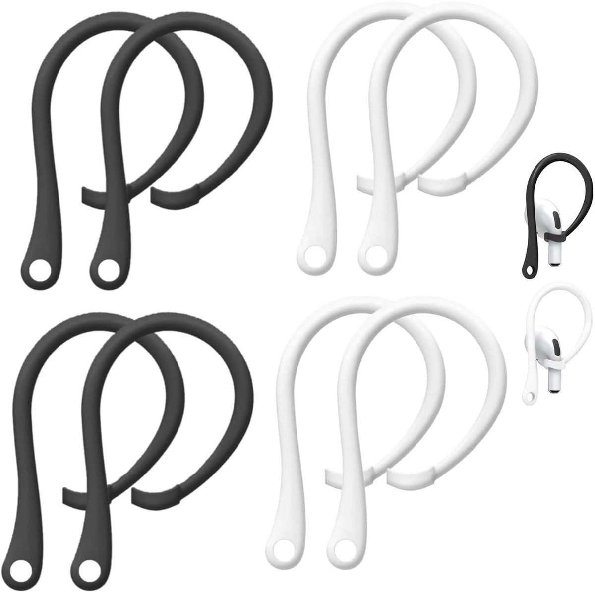 TRANKIELO® - Veilige en Comfortabele Oorhaken voor AirPods – 4 paar – Anti-verlies – Compatibel met AirPods 1, 2, 3 & Pro – Ideaal voor Sportieve Activiteiten