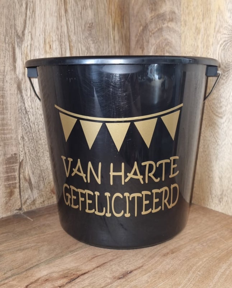 Cadeau emmer - Van harte gefeliciteerd - Bouwemmer 12 Liter