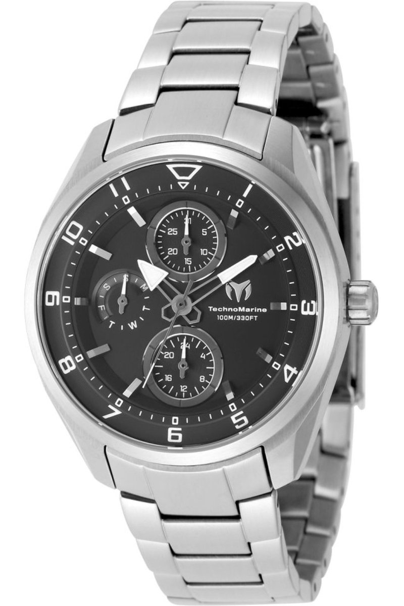TechnoMarine OCEAN - QUANTUM TM-318107 Dames Horloge - Waterdicht - Analoog - Quartz Uurwerk - Roestvrij Staal met zwarte Wijzerplaat - 36mm