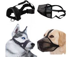 Muilkorf Honden-Hondenmuilkorf - Middelgrote hondenmuilkorf - Twee verschillende stijlen hondenmuilkorven - Zacht gaas - Geschikt voor alle honden - Verstelbare beet - Goed om te kauwen en schoon te maken - Maakt hijgen en drinken mogelijk (Zwart L)