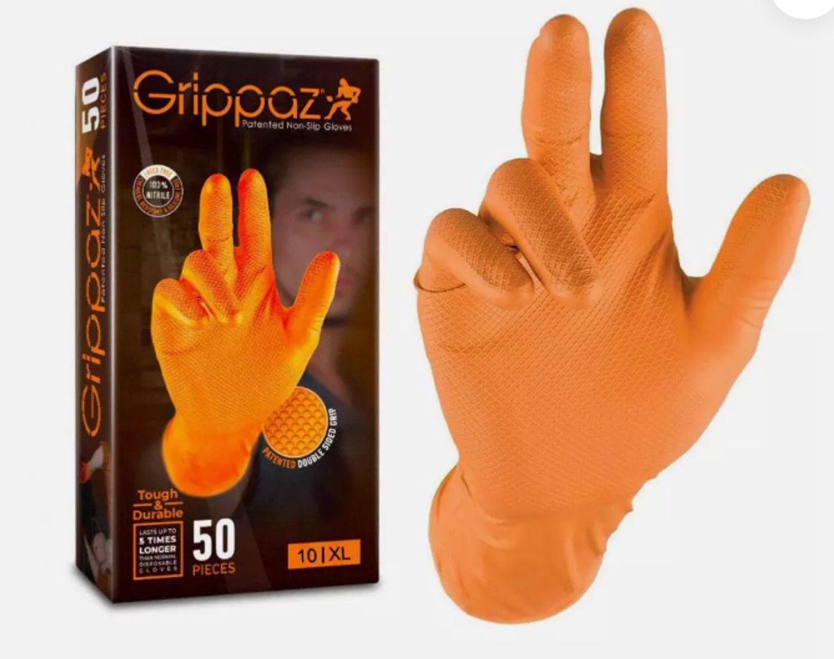 Gripster Max-Grip Nitril Handschoenen - XL - Oranje - 50 stuks